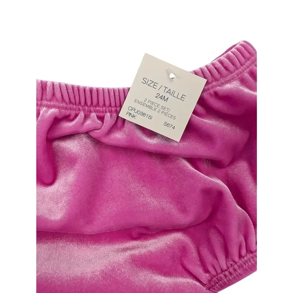 Habitual Girls Pink Striped Dress and Velvet Bloomer Shorts 24 Months - Picture 8 of 10